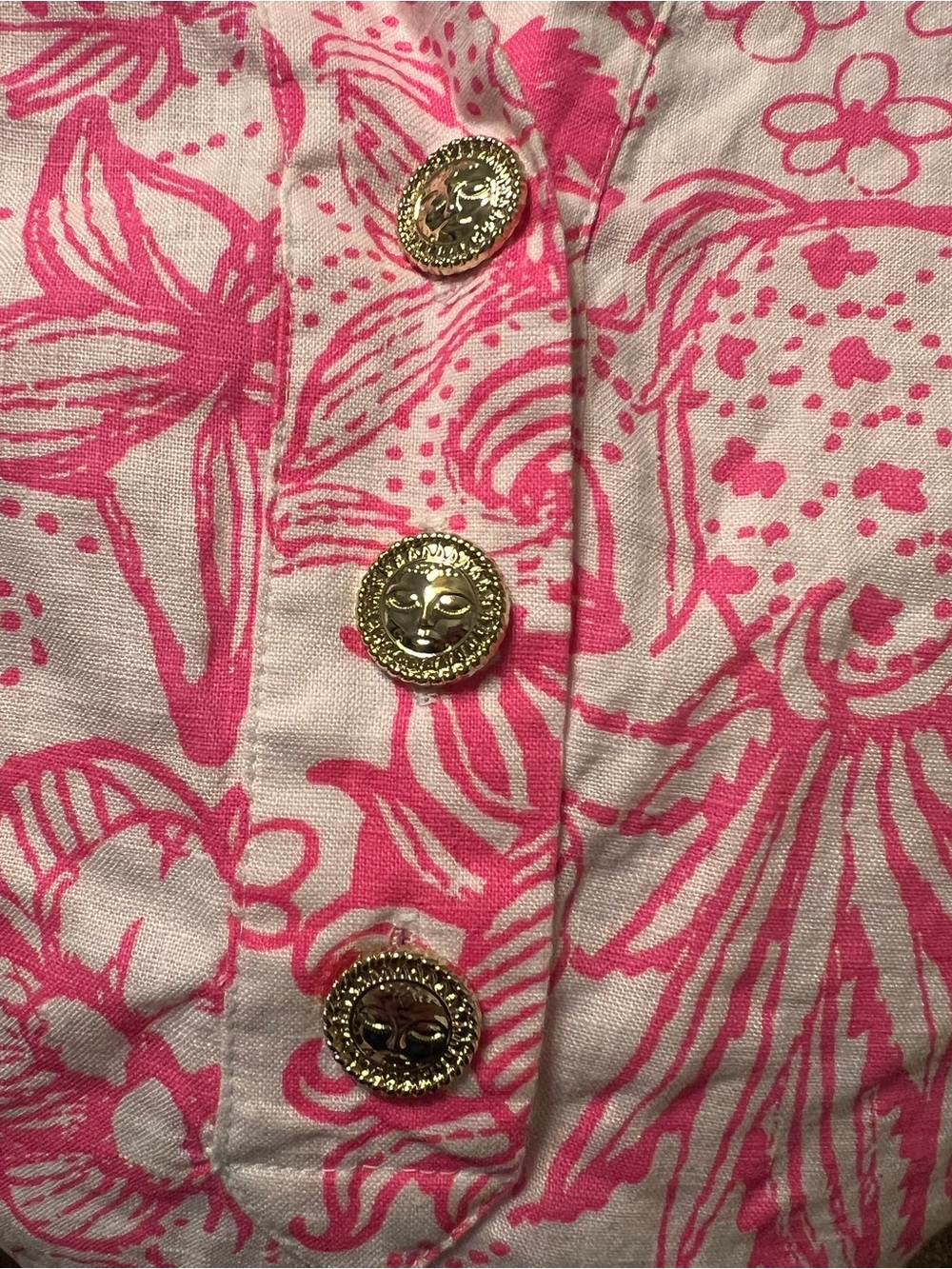 LILLY PULITZER XL Pink and White Floral Button-Front Midi Dress - Picture 7 of 7